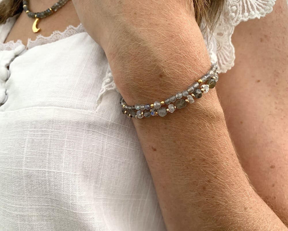 Bracelet labradorite tressé avec pierre naturelle femme